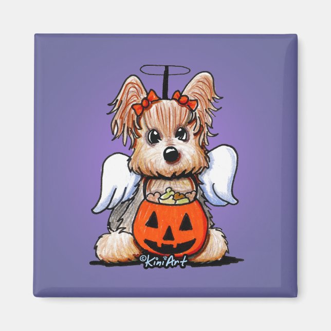 Yorkie Halloween Angel Magnet (Framsidan)