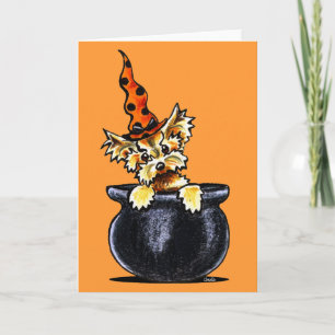 Yorkie Halloween bra häxaAv-Koppel Art™ Kort