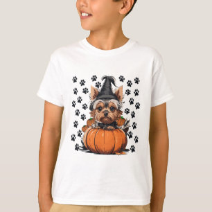 Yorkie Halloween Costume Tee Pumpkin Manar Women K