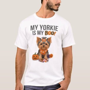 Yorkie Halloween-kostym Min Yorkie är min Boo-hun T Shirt