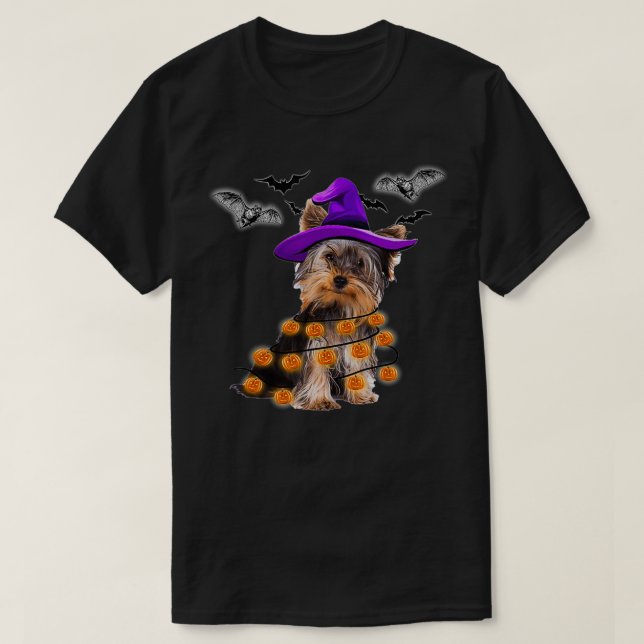 Yorkie Halloween Pumpa T Shirt (Design framsida)