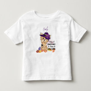 Yorkie har en Pawsitive Happy halloween T Shirt
