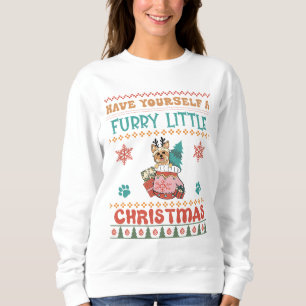 Yorkie Hårig Little jul T Shirt
