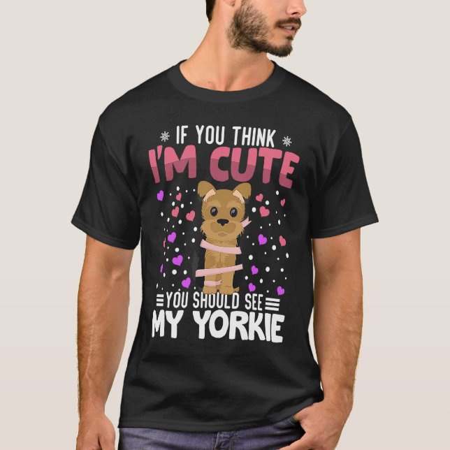 Yorkie Heart Valentine Day Animal for Womens Kid T Shirt (Framsida)