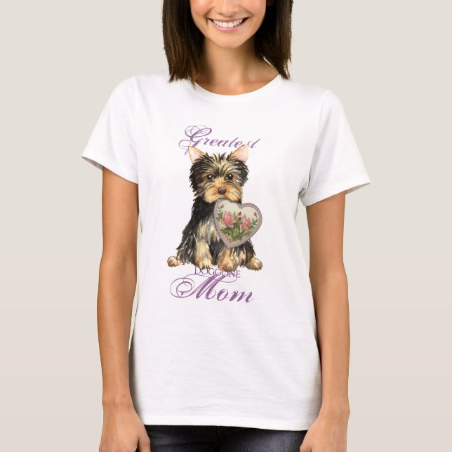 Yorkie hjärtamamma tee shirt (Framsida)