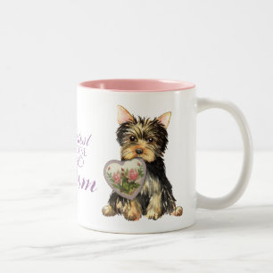 Yorkie hjärtamamma Två-Tonad mugg