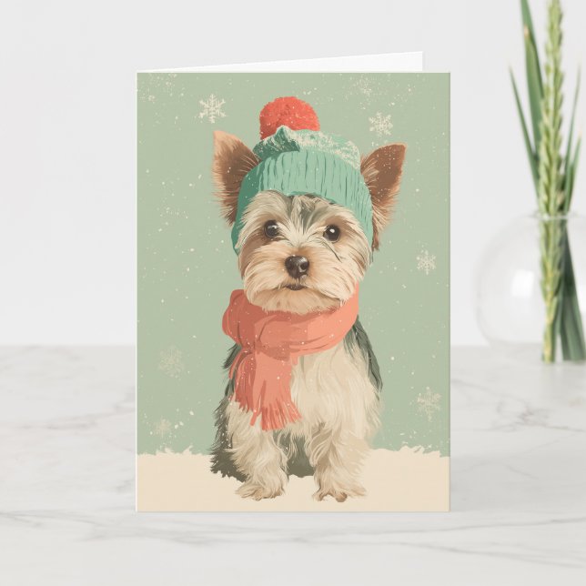 Yorkie Högtidshälsning Kort (Framsida)