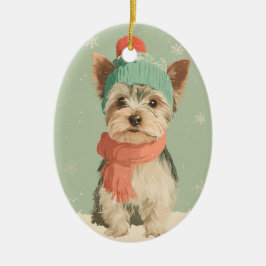 Yorkie Holiday Keepsake Julgransprydnad Keramik