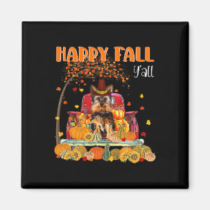 Yorkie Hund Autumn Fall Pumpkin Lastbil Mappe Than Magnet