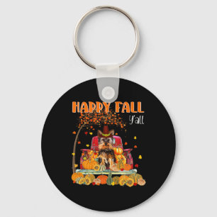 Yorkie Hund Autumn Fall Pumpkin Lastbil Mappe Than Nyckelring