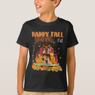 Yorkie Hund Autumn Fall Pumpkin Lastbil Mappe Than T Shirt