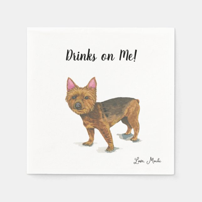 Yorkie Hund Cocktail Napkins Pappersservett (Framsidan)