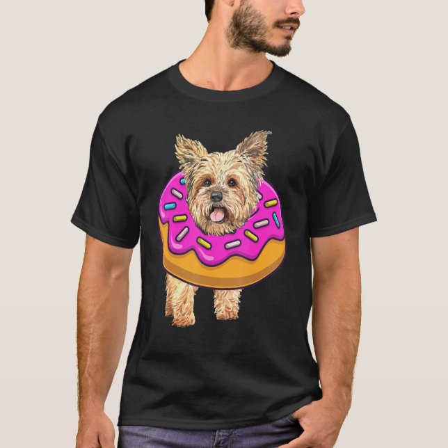 Yorkie Hund Donut Doughnut Bakers Birthday Girls T Shirt (Framsida)