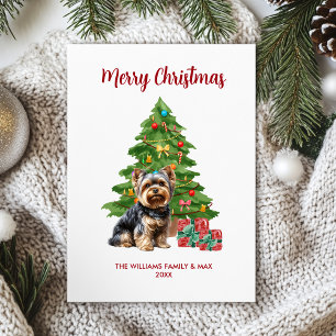 Yorkie Hund Family jul Julkort