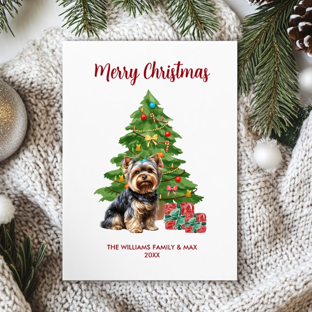 Yorkie Hund Family jul Julkort (Skapare uppladdad)