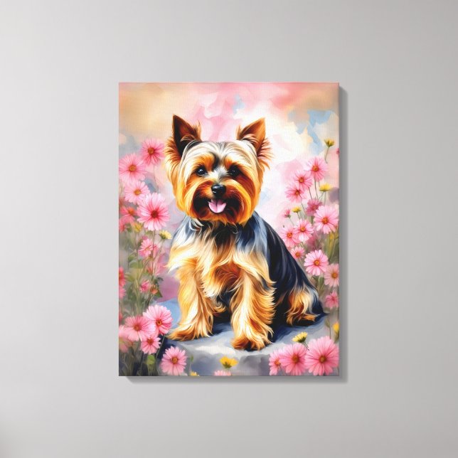 Yorkie Hund Flower Canvastryck (Framsida)