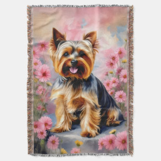 Yorkie Hund Flower Filt