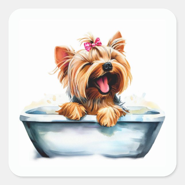 Yorkie Hund Fyrkantigt Klistermärke (Framsida)