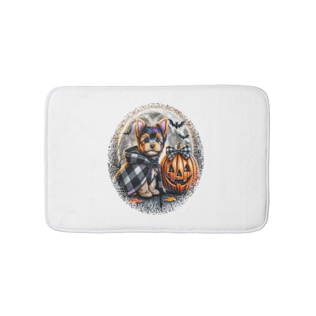 Yorkie Hund Halloween Badrumsmatta (Framsidan)