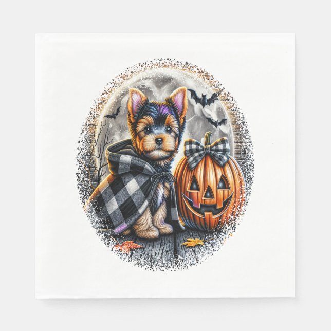 Yorkie Hund Halloween Pappersservett (Framsidan)