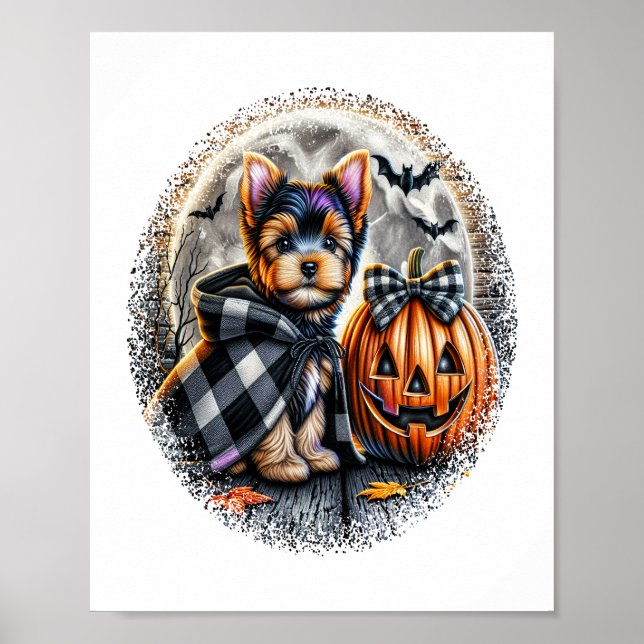 Yorkie Hund Halloween Poster (Framsidan)