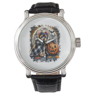 Yorkie Hund Halloween Square Armbandsur