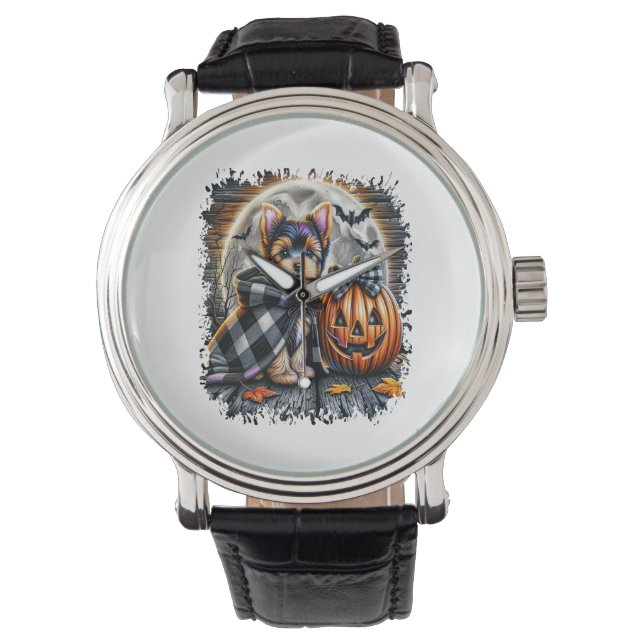 Yorkie Hund Halloween Square Armbandsur (Framsida)