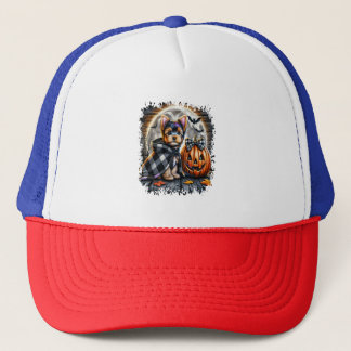 Yorkie Hund Halloween Square Keps