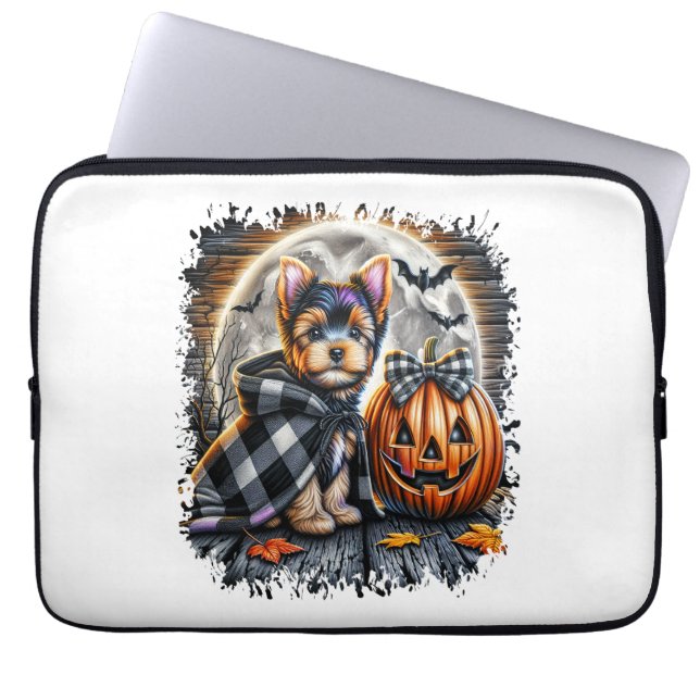 Yorkie Hund Halloween Square Laptop Fodral (Framsidan)