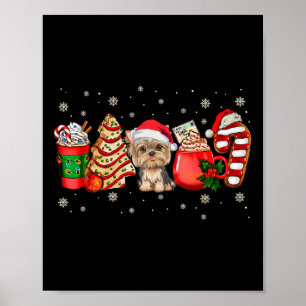 Yorkie Hund jul Pajamas Coffee Latte Mugg Xma Poster
