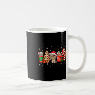 Yorkie Hund Jul Pyjamas Kaffe Latte Muggar Xma