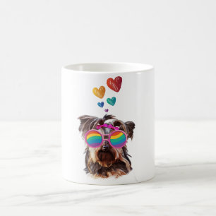 Yorkie Hund med Hjärtan Alla Hjärtans Dag Kaffemugg