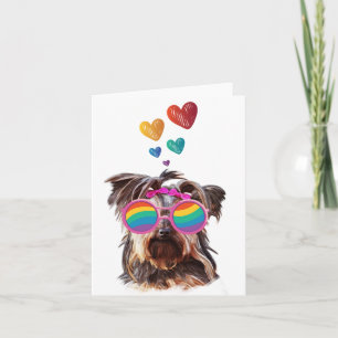 Yorkie Hund med Hjärtan Alla Hjärtans Dag Kort
