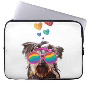 Yorkie Hund med hjärtans Alla hjärtans dag Laptop Fodral