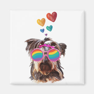 Yorkie Hund med hjärtans Alla hjärtans dag Magnet