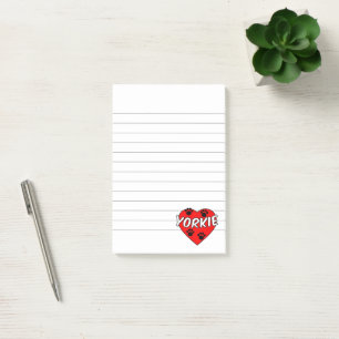 Yorkie Hund och Red Heart Lining Post-it Block