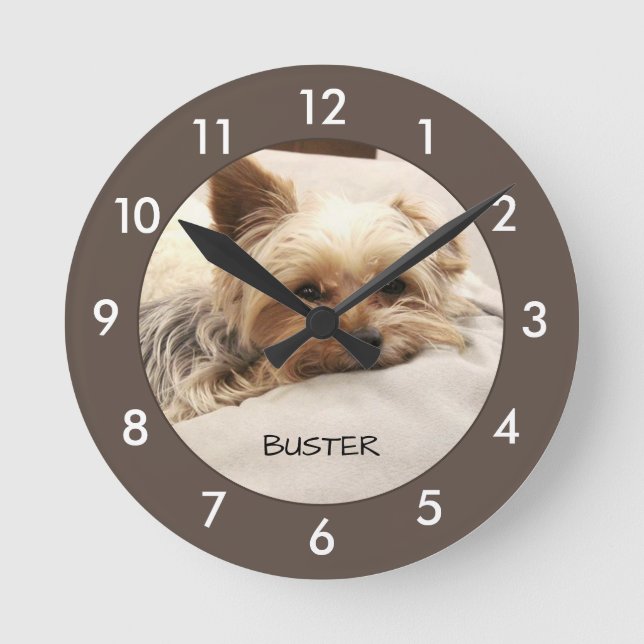 Yorkie Hund Personlig Round Clock Rund Klocka (Framsida)