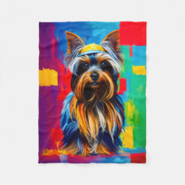 Yorkie Hund Pop Art Fleecefilt