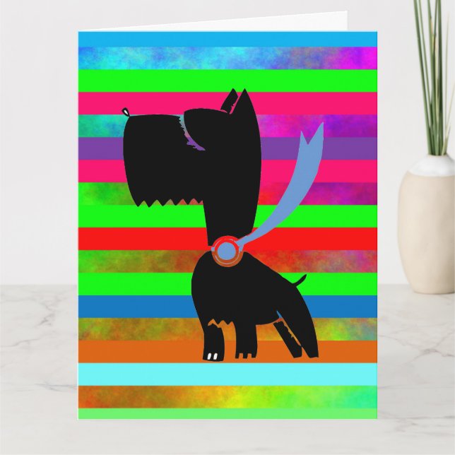 YORKIE HUND RAINBOW GIANT BIRTHDAY CARD KORT (Framsida)