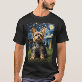 Yorkie hund Starry Night, Edvard Munch stil T Shirt