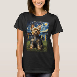 Yorkie hund Starry Night, Edvard Munch stil T Shirt