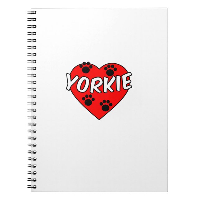 Yorkie Hund Tass avtryck och Red Heart Anteckningsbok (Framsidan)