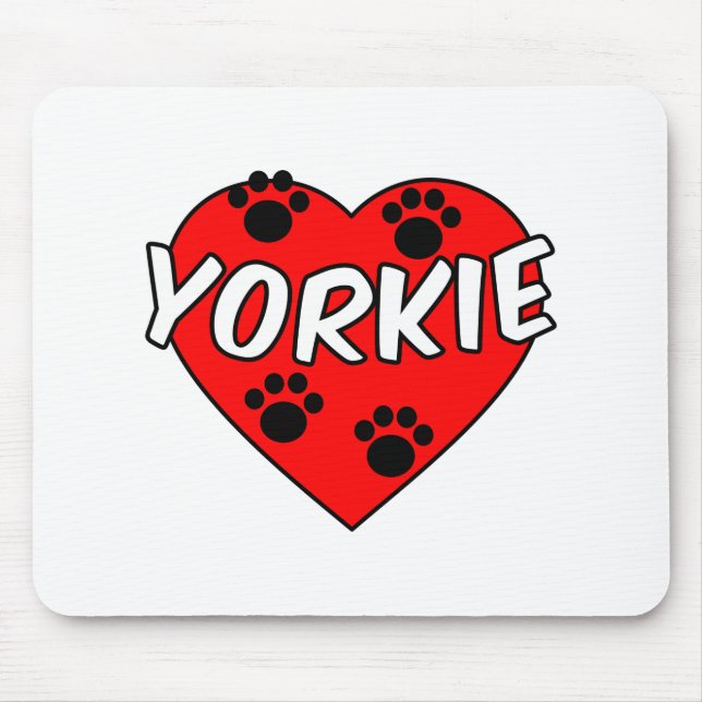 Yorkie Hund Tass avtryck och Red Heart Musmatta (Framsidan)