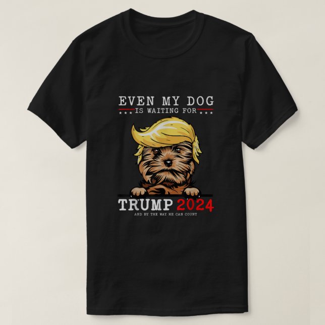 Yorkie Hund till och med min Hund väntar på en svä T Shirt (Design framsida)