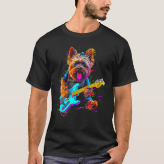 Yorkie Hund Yorkshire Terrier Guitarist T Shirt