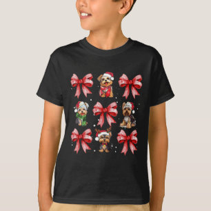 Yorkie Hundar Cute Coquette Bow Julpett T Shirt
