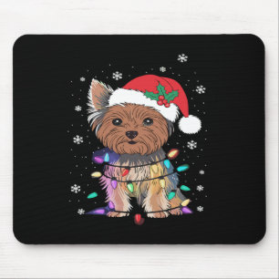 Yorkie Hundar Träd jul Sötare Julafton Pet Animal Musmatta