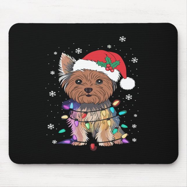 Yorkie Hundar Träd jul Sötare Julafton Pet Animal Musmatta (Framsidan)