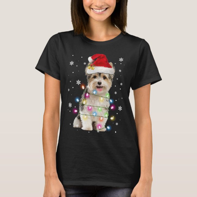 Yorkie Hundar Träd jul Sötare Julafton Pet Animal T Shirt (Framsida)