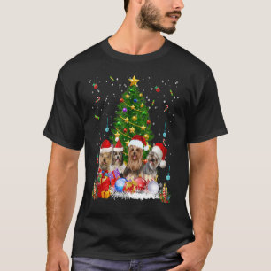 Yorkie Hundar Träd jul Sötare Julafton Pet Animal T Shirt